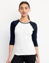 3/4-Sleeve Contrast Raglan T-Shirt, Bella 2000 // BL2000