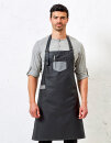 Division Waxed Look Denim Bib Apron With Faux Leather,...