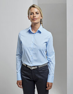 Women&acute;s Stretch Fit Poplin Long Sleeve Cotton Shirt, Premier Workwear PR344 // PW344