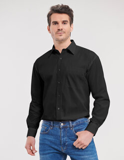 Men&acute;s Long Sleeve Classic Pure Cotton Poplin Shirt, Russell Collection R-936M-0 // Z936