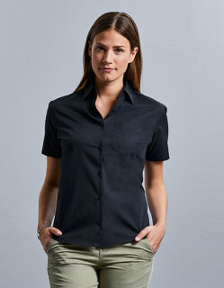 Ladies&acute; Short Sleeve Classic Pure Cotton Poplin Shirt, Russell Collection R-937F-0 // Z937F