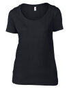 Women`s Featherweight Scoop Tee, Anvil 391 // A391 Black | XS