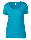 Women`s Featherweight Scoop Tee, Anvil 391 // A391 Caribbean Blue | XS