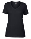 Women`s Featherweight V-Neck Tee, Anvil 392 // A392 Black | XS