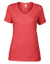 Women`s Featherweight V-Neck Tee, Anvil 392 // A392 Coral | XS