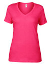 Women`s Featherweight V-Neck Tee, Anvil 392 // A392 Hot Pink | XS