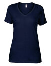Women`s Featherweight V-Neck Tee, Anvil 392 // A392 Navy | XS