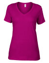 Women`s Featherweight V-Neck Tee, Anvil 392 // A392 Raspberry | XS