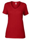 Women`s Featherweight V-Neck Tee, Anvil 392 // A392 Red | XS