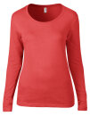 Women`s Featherweight Long Sleeve Scoop Tee, Anvil 399 // A399 Coral | S