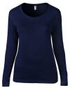 Women`s Featherweight Long Sleeve Scoop Tee, Anvil 399 // A399 Navy | S