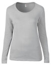 Women`s Featherweight Long Sleeve Scoop Tee, Anvil 399 // A399 Silver (Solid) | S