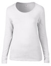 Women`s Featherweight Long Sleeve Scoop Tee, Anvil 399 // A399 White | S