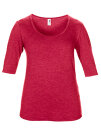 Women&euro;&trade;s Tri-Blend Deep Scoop 1/2 Sleeve Tee, Anvil 6756L // A6756L Heather Red | XS