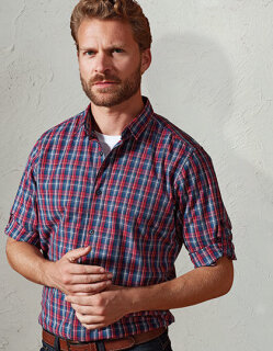 Men&acute;s Sidehill Check Long Sleeve Cotton Shirt, Premier Workwear PR256 // PW256
