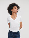 Ladies&acute; Pure Organic V-Neck Tee, Russell Pure...