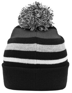 Striped Winter Beanie With Pompon, Myrtle beach MB7140 // MB7140