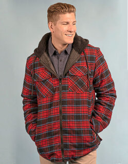 Men&acute;s Flannel Jacket With Sherpa Hoodie, Burnside 8620 // BU8620