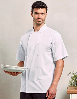 Studded Front Short Sleeve Chef&acute;s Jacket, Premier Workwear PR664 // PW664