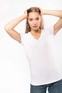 Kurzarm-Damen-T-Shirt Mit V-Ausschnitt, Kariban K3015 // KB3015