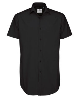 Men&acute;s Poplin Shirt Black Tie Short Sleeve, B&amp;C SMP22 // BCSMP22