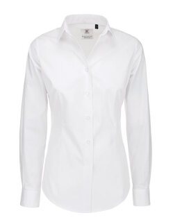 Women&acute;s Poplin Shirt Black Tie Long Sleeve, B&amp;C SWP23 // BCSWP23