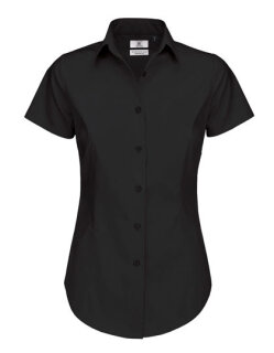 Women&acute;s Poplin Shirt Black Tie Short Sleeve, B&amp;C SWP24 // BCSWP24