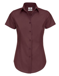 Women&acute;s Poplin Shirt Black Tie Short Sleeve, B&amp;C SWP24 // BCSWP24