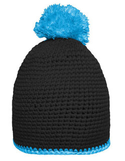Pompon Hat With Contrast Stripe, Myrtle beach MB7964 // MB7964