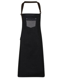 Division Waxed Look Denim Bib Apron With Faux Leather, Premier Workwear PR136 // PW136