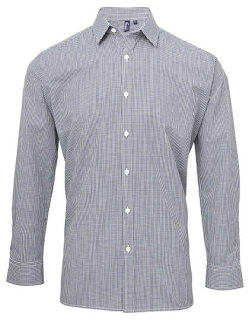 Men&acute;s Microcheck (Gingham) Long Sleeve Cotton Shirt, Premier Workwear PR220 // PW220