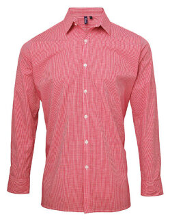 Men&acute;s Microcheck (Gingham) Long Sleeve Cotton Shirt, Premier Workwear PR220 // PW220