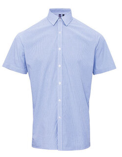 Men&acute;s Microcheck (Gingham) Short Sleeve Cotton Shirt, Premier Workwear PR221 // PW221