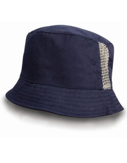 Deluxe Washed Cotton Bucket Hat With Side Mesh Panels, Result Headwear RC045X // RH45