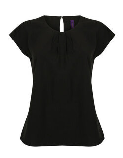 Ladies&acute; Pleat Front Short Sleeve Blouse, Henbury H597 // W597