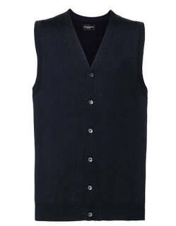 Men&acute;s V-Neck Sleeveless Knitted Cardigan, Russell Collection R-719M // Z719M