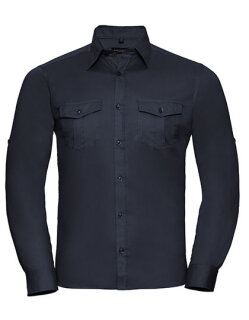 Men&acute;s Roll Long Sleeve Fitted Twill Shirt, Russell Collection R-918M-0 // Z918