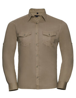 Men&acute;s Roll Long Sleeve Fitted Twill Shirt, Russell Collection R-918M-0 // Z918