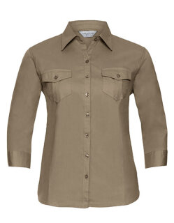 Ladies&acute; Roll 3/4 Sleeve Fitted Twill Shirt, Russell Collection R-918F-0 // Z918F