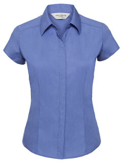 Ladies&acute; Cap Sleeve Fitted Polycotton Poplin Shirt, Russell Collection R-925F-0 // Z925F