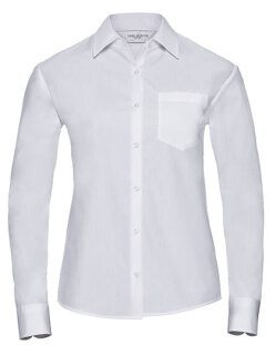 Ladies&acute; Long Sleeve Classic Pure Cotton Poplin Shirt, Russell Collection R-936F-0 // Z936F