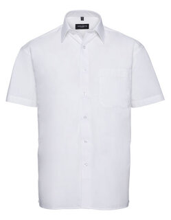 Men&acute;s Short Sleeve Classic Pure Cotton Poplin Shirt, Russell Collection R-937M-0 // Z937
