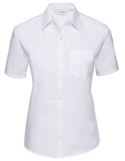 Ladies&acute; Short Sleeve Classic Pure Cotton Poplin Shirt, Russell Collection R-937F-0 // Z937F