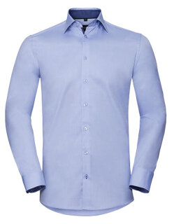 Men&acute;s Long Sleeve Tailored Contrast Herringbone Shirt&nbsp;, Russell Collection R-964M-0 // Z964