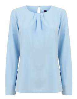 Ladies&acute; Pleat Front Long Sleeved Blouse, Henbury H598 // W598