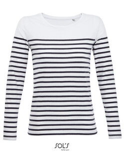 Women&acute;s Long Sleeve Striped T-Shirt Matelot, SOL&acute;S 03100 // L03100